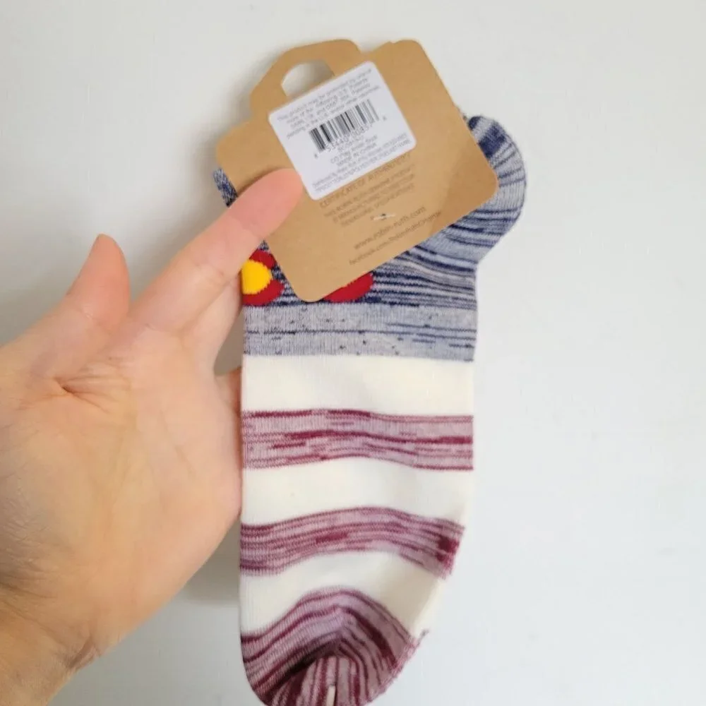 NEW Robin Ruth I Love Socks Striped American Flag Ankle Socks One Size Fits Most